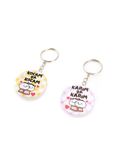 Tasarım Karım Da Kocam 2'li Metal Anahtarlık Seti - Renkli - 10 Cm Çok renkli