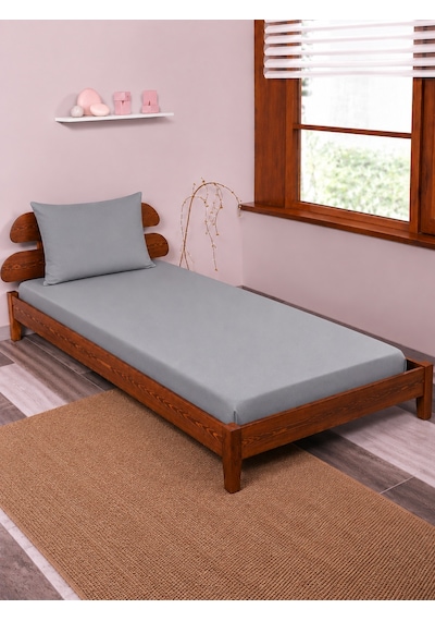Tek Kişilik Lastikli Fitted Çarşaf Seti 100 X 200 Gri