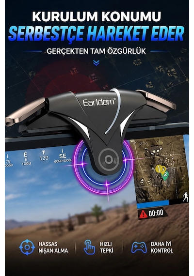 Exenar - Gri - Telefon Tetik Tuşu Oyun Tetiği Gamer Oyun Konsolu Pubg Vs Çeşitli Oyunlarla Uyum 2 Li Set