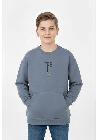 Kanguru Cepli Bisiklet Yaka Erkek Çocuk Sweatshirt-90903 İndigo