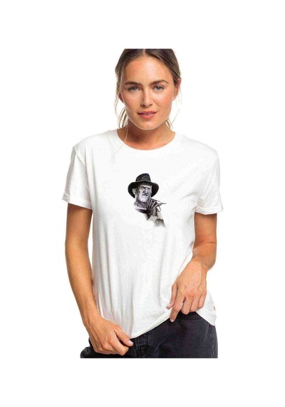 Freddy Krueger Whıte Shadow Baskılı Beyaz Kadın Tshirt