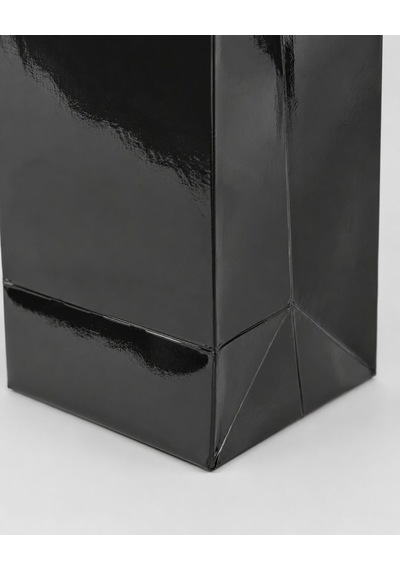 Şişelik İpli Siyah Karton Poşet, 1 Adet - 12x10x38 Cm, Kalın Yapı