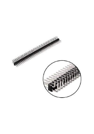 40 Pin 2x40 2.54mm 90 Derece Erkek - Erkek header Altın Kaplama