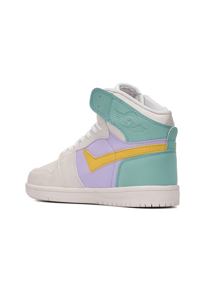 Günlük Unisex Sneaker Bağcıklı Hafif Yumuşak Kaymaz Taban Bilekli Basketbol Ayakkabı 8070 Yeşil- Lila- Sarı-21