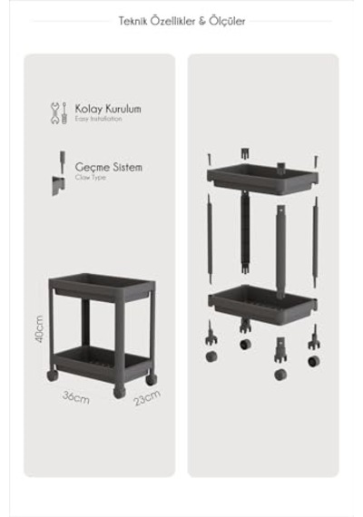 2 Katlı Tekerlekli Düzenleyici Raf Mutfak Tezgah &amp Amp Evye Altı Dolap İçi Organizer, Banyo Deterjanlık Ve Şa Diğer 08450014