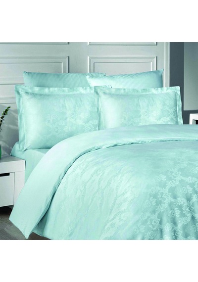 Maxstyle Jakarlı Saten Evgenia Mint Çift Kişilik Nevresim Takımı Mint