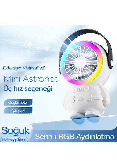 Ally Sarjli Astronot Fan Vantilatör Tasinabilir El - Masa Üstü Vantilatör 1500mah