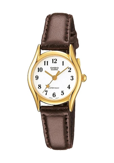 Casio Ltp-1094q-7b4rd-mtp-v002l-1budf Çift Saat Seti Siyah Kahverengi Deri Kordon Erkek Kadın Kol Saati Sarı