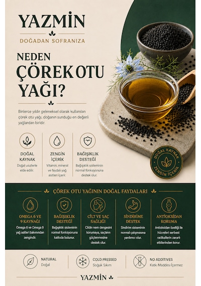 Yazmin Çörek Otu Yağı 250 Ml Cam Şişe Soğuk Sıkım %100 Saf Doğal Çörek Otu Yağı
