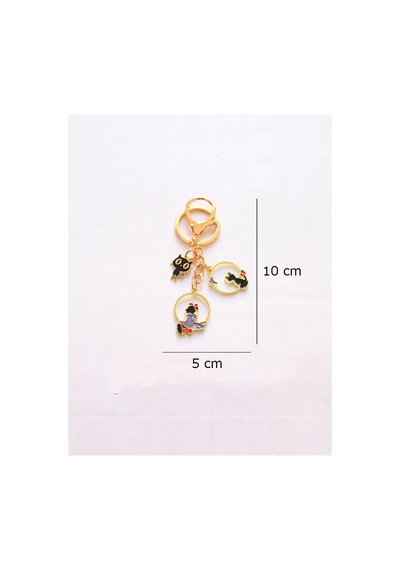 Sevimli Cadı Kiki Metal Charm Anahtarlık Kedili Çok Renkli Çok Renkli