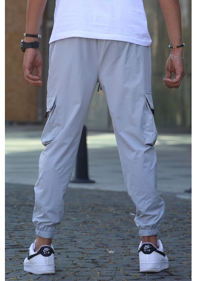 Madmext Boyalı Gri Kargo Cep Erkek Jogger Pantolon 5461 Boyalı Gri