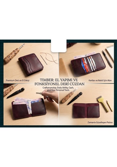 Deer Craft Timber Bordo Cüzdan