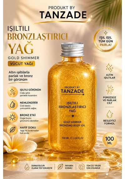 Produkt By Tanzade Gold Shimmer Işıltılı Bronzlaştırıcı Vücut Yağı 100 Ml