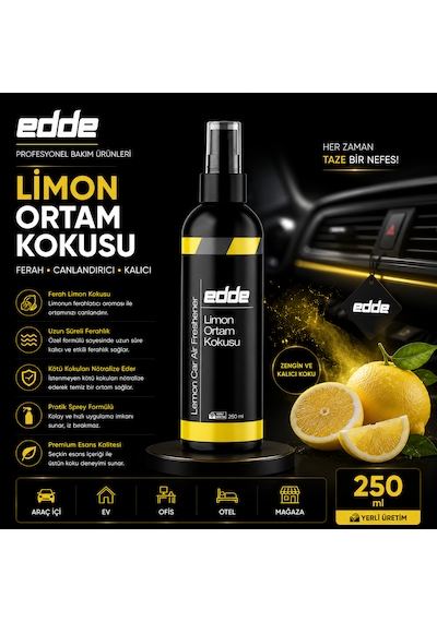 Edde Limon Kokulu Araba Araç Oto Ortam Kokusu Araç Içi Kokuları Oto Parfümü 250 Ml Oto Detailing 250ml