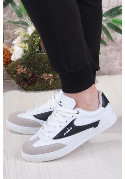 Fort Noka İlizbon Rahat Memory Foam İç Taban Sneaker Erkek Ayakkabı Beyaz - Siyah