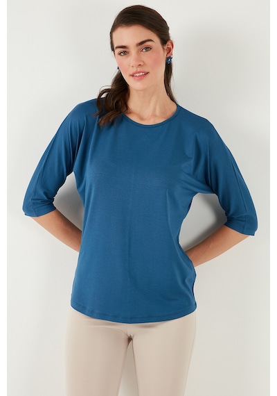 Lela Bisiklet Yaka Truvakar Kol Bayan Bluz 5861416Y Indigo