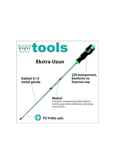 Weber Tools Extra Uzun Yıldız Uçlu Tutamaklı Tornavida Pz2 x