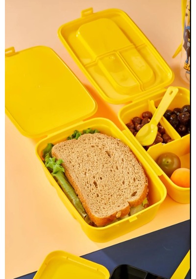 4 Bölmeli Beslenme Kutusu - Yemek Saklama Kabı - Beslenme Çantası Seyahat Piknik Çantası Çok Renkli