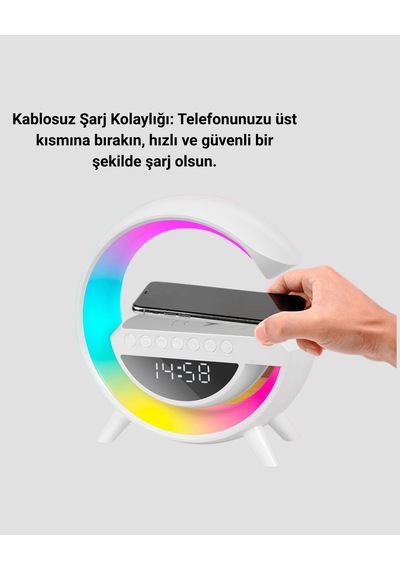 Kablosuz Şarjlı Led Masa Lambası Çalar Saat Ve Beyaz Gürültü Özellikli Çok Renkli 20205178
