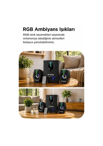 Premium Ofis Aleti Parti Köşesi Müzik Bilgisayar Hoparlörü D38 Siyah 2in1