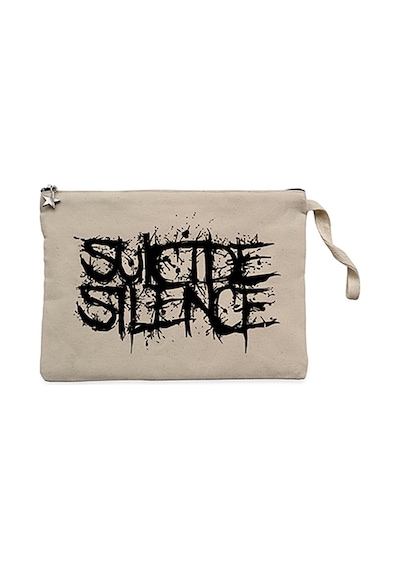Suicide Silence Logo Krem Clutch Astarlı Cüzdan / El Çantası Krem