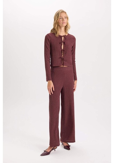 DeFacto Wide Leg Geniş Bol Paça Esnek Belli Basic Düz Bürümcük Pantolon D6300AX24AUBR115