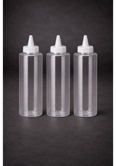Sosluk Sıkma Şişesi 3 Adet 250 Ml Bpa Free Yağ, Sos Şişesi Endüstriyel Kullanım Şeffaf