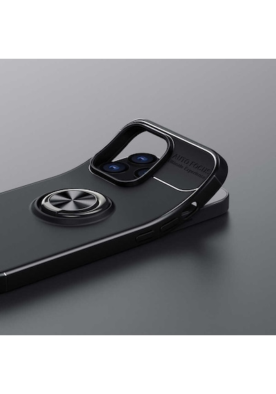 Samsung Galaxy Uyumlu M52 Kılıf Yüzüklü Sağlam Esnek Ringo Silikon Kapak Siyah