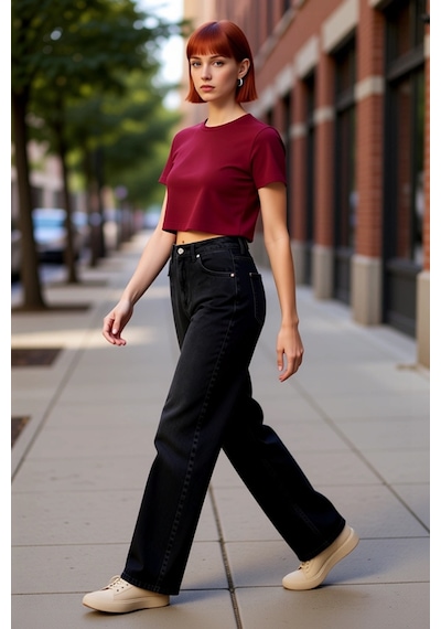 Ersefa Kadın Wide Leg Denim Pantolon Yüksek Bel Fonksiyonel Dayanıklı Ka siyah