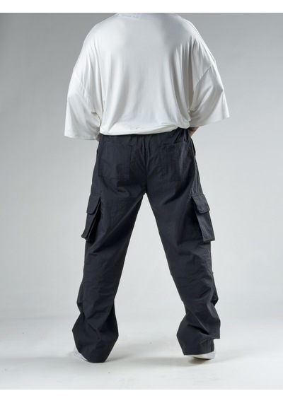 Cocopelli Tasarım Kargo Cepli Paraşüt Kumaş Siyah Baggy Pantolon Coc3079