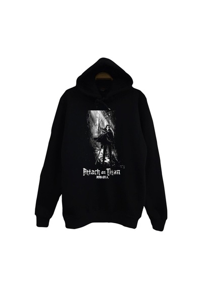 Attack On Titan Kapüşonlu Sweatshirt Siyah