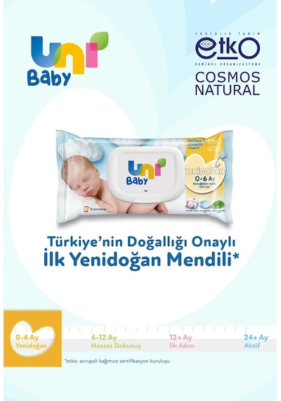 Uni Baby Islak Havlu Hassas Yeni Doğan 40 Yaprak 24'lü Pk 960 Yaprak Narin Ciltler İçin 8pk 3 24'lü Set