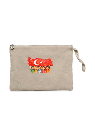 Çocuklara Armağan Krem Clutch Astarlı Cüzdan / El Çantası