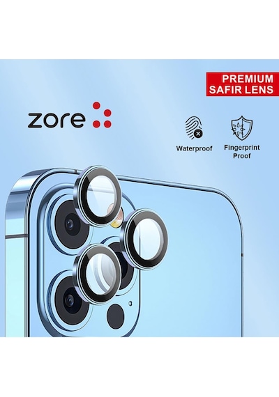 Apple Uyumlu iPhone 15 Pro Max Kolay Takılabilen Premium Safir Kamera Lens Koruyucu Cl-12