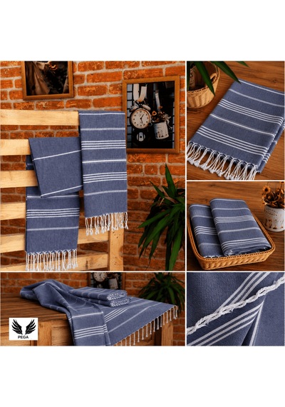 Pega Sultan Peştamal %100 Koton Saks Mavisi Plaj Havlusu 90 x 170 CM