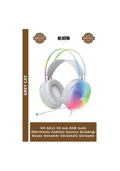 Xo Ge11 50 Mm Rgb Işıklı Mikrofonlu Kablolu Oyuncu Kulaklığı Beyaz Donanım Görüntülü Görüşme