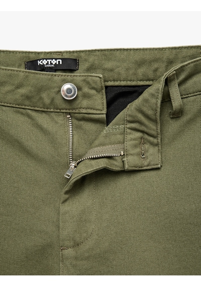 Koton Pamuklu Cepli Gabardin Slim Fit Pantolon Haki 7wam40026hw