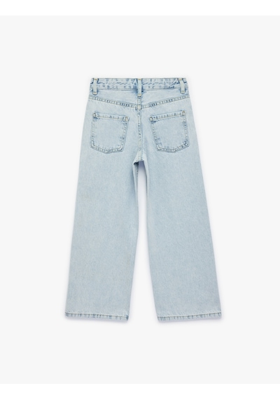 Koton Pamuklu Zımba Detaylı Loose Fit Geniş Paça Denim Pantolon Lıght Indıgo 6skg40084ad Açık Mavi Koton Pamuklu Zımba Detaylı Loose Fit Geniş Paça Denim Pantolon Lıght Indıgo 6skg40084ad Açık Mavi