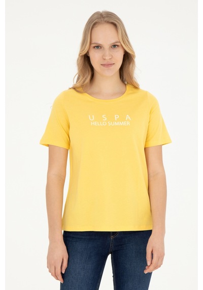 U.S. Polo Assn. Kadın Sarı Bisiklet Yaka Tişört 50282899-VR044