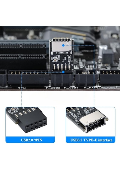 Alfais 4936 Usb 2.0 9 Pin - Type-e Anakart Çevirici Dönüştürücü