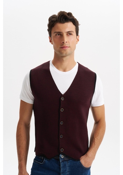 AR-MA Arma Erkek Slim Fit Örme Likralı Pike Triko Yelek Kısa Kollu, %90 Akrilik %10 Wool K0yyo0858 Siyah - Antrasit