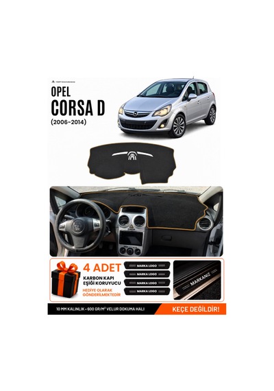 Opel Corsa D 2006-2014 Uyumlu Torpido Örtüsü, Torpido Kılıfı - Siyah Kahverengi