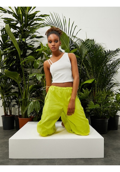 Koton Crop Fitilli Atlet Asimetrik Yaka Ekru 3sal30065ık 3SAL30065IK010