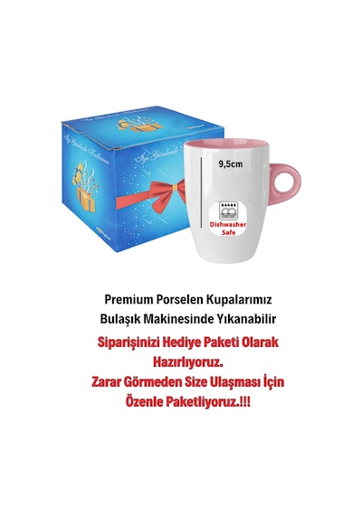 Yılbaşı Hediyesi Mutlu Yıllar Christmas İsimli Baskılı Porselen Latte Kupa Bardak Pembe Pembe
