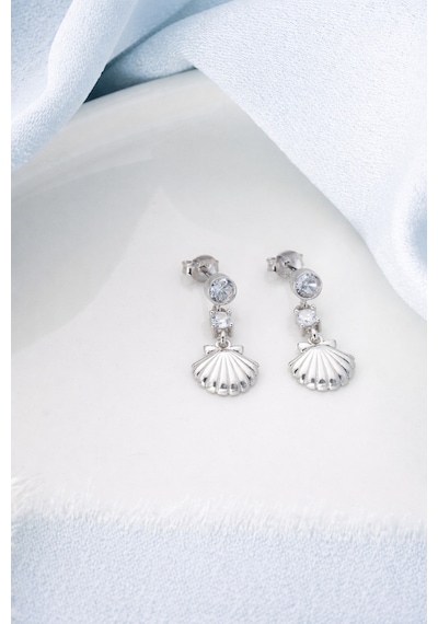 Çekirdekjewelry 925 Ayar Gümüş İstiridye Küpe Gri