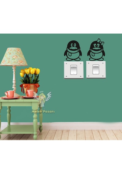 4 Adet Penguen Priz Sticker