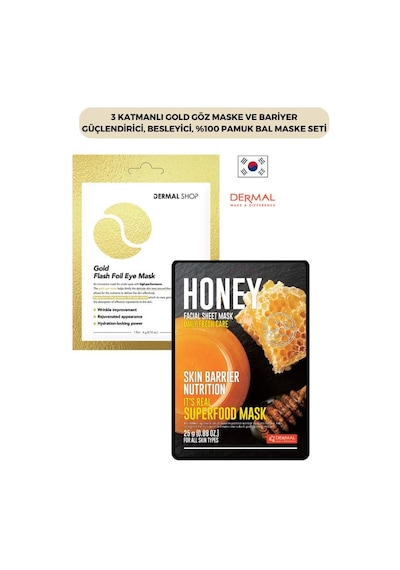 Dermal 3 Katmanlı Gold Göz Maskesi + Bal Maskesi 23 G