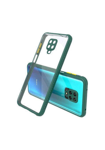 Kilifone - Redmi Note 9s Uyumlu Kılıf Arkası Şeffaf Renkli Kenarlı Kaff Kapak - Koyu Yeşil - T17842