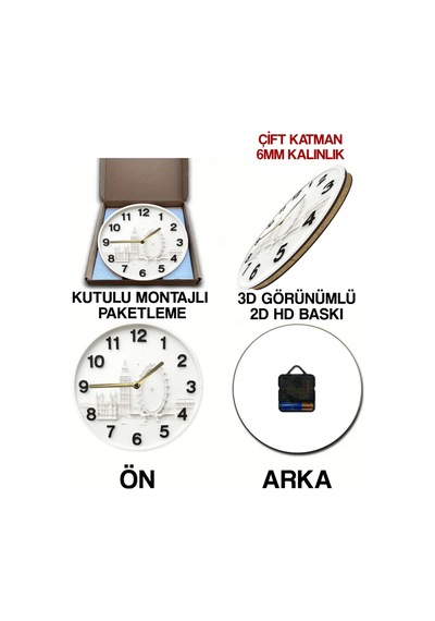 Londra Esintili Mdf Duvar Saati 3d Görünümlü 2d Hd Baskı 33 Cm Sdw280 Renkli