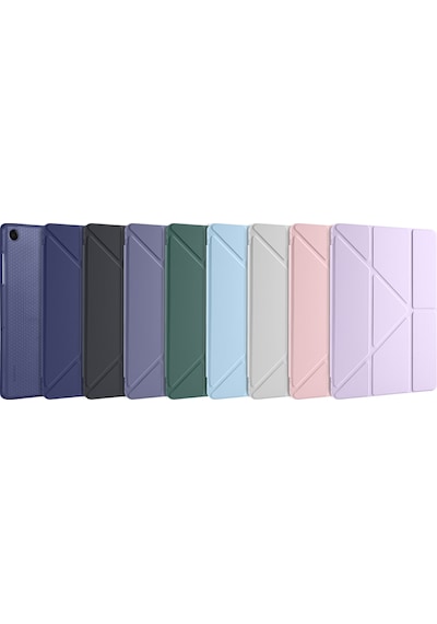 Samsung Uyumlu Galaxy Tab A9 Plus A11 + Üçgen Standlı Uyandırma Fonksiyonlu Tablet Kılıfı Kapaklı Kılıf